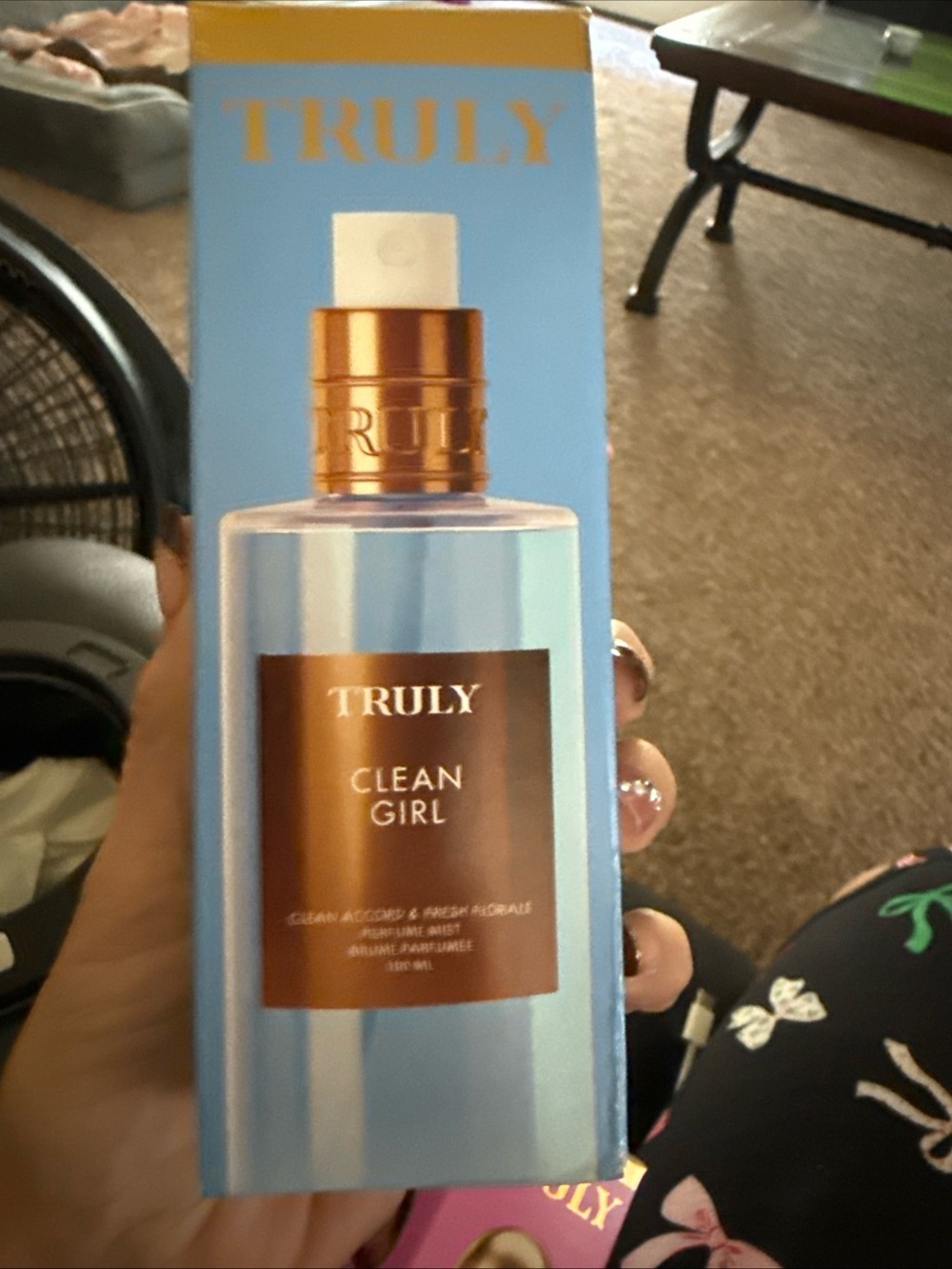 TRULY Clean Girl Fragrance Mist - Light Blue with Gold Accents